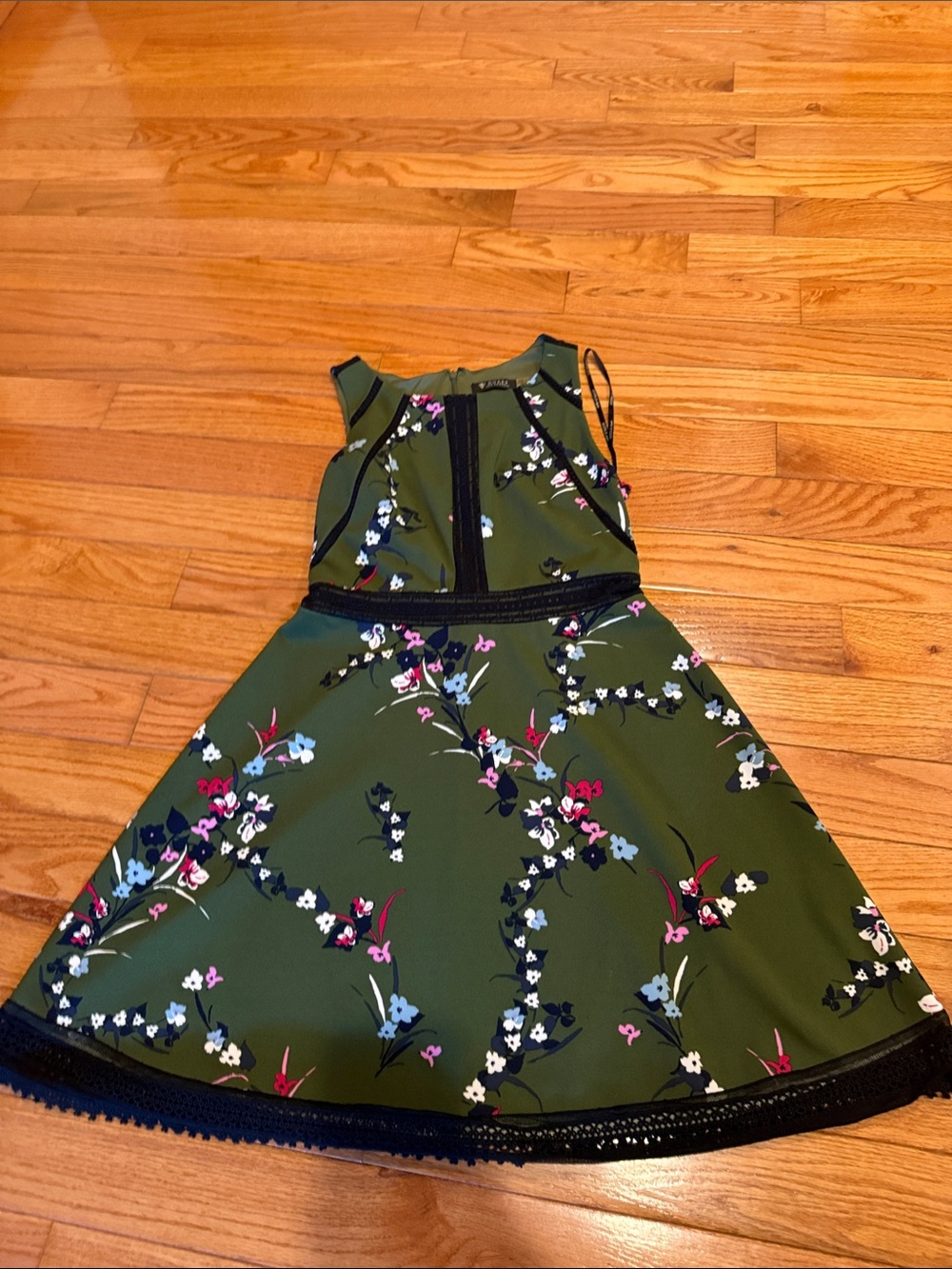 Guess Olive Green Floral Fit-&-Flare Dress